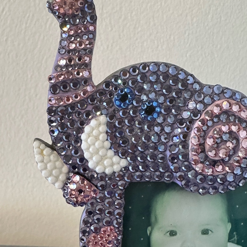 Spirit animal elephant swarovski crystal picture frame nursery zoo purple shower